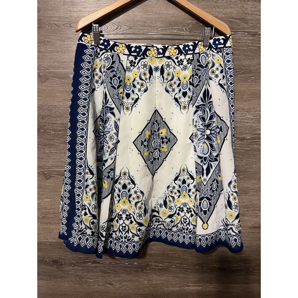 Banana Republic Skirt Midi Sz 12 Blue Greece Style Pockets Business Pleated